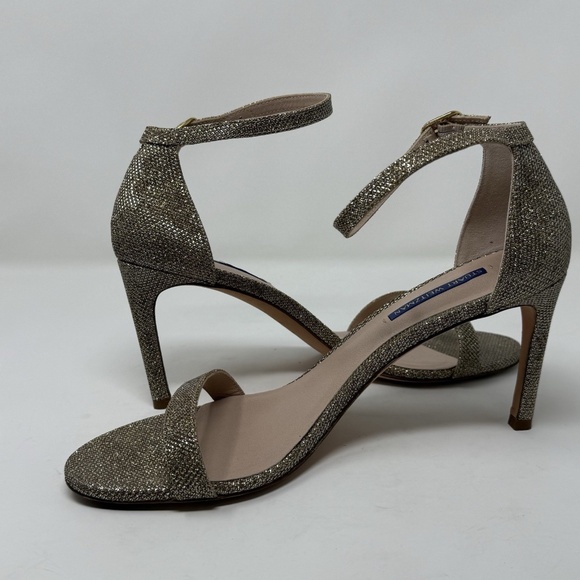 Stuart Weitzman Nudist Gold Glitter Sandals Heels Women’s Size 11 EUC - Picture 13 of 15
